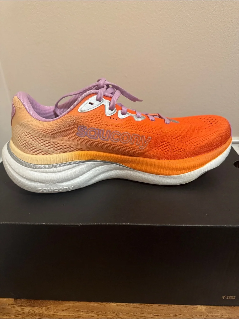 Saucony Ride 19 Orange and Lavender Women's Running Shoes